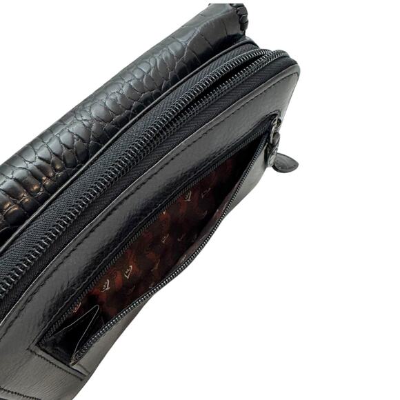 Brighton Convertible Crossbody Shoulder Bag Clutch Croc Alligator Black - Picture 11 of 11